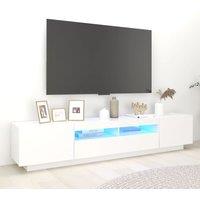 Berkfield Home TV Cabinet with LED Lights White 200x35x40 cm | Size: 200 x 35 x 40 cm