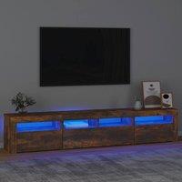 Berkfield Home TV Cabinet with LED Lights Smoked Oak 210x35x40 cm in Brown | Size: 210 x 35 x 40 cm