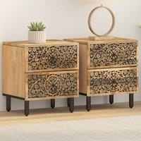 Berkfield Home Bedside Cabinets 2 pcs 40x33x46 cm Solid Wood Mango in Brown | Size: 40 x 33 x 46 cm