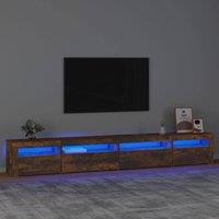 Berkfield Home TV Cabinet with LED Lights Smoked Oak 270x35x40 cm in Brown | Size: 270 x 35 x 40 cm