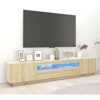 Berkfield Home TV Cabinet with LED Lights Sonoma Oak 200x35x40 cm in Brown | Size: 200 x 35 x 40 cm