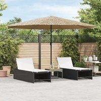 Berkfield Home Garden Parasol with Steel Pole Brown 388x388x248 cm | Size: 388 x 388 x 248 cm