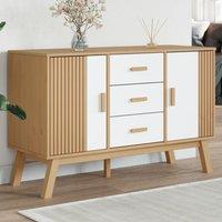 Berkfield Home Sideboard OLDEN White & Brown 114x43x73.5cm Solid Wood Pine | Size: 114x43x73.5 cm