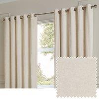 Paoletti Lustre Velvet Fully Lined Eyelet Curtain Pair in Off-White | Size: 229 cm width x 137 cm drop