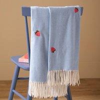 Furn Fruits Lightweight Embroidered Throw in Blue | Size: 130 cm x 180 cm