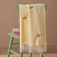 Furn Fruits Lightweight Embroidered Throw in Yellow | Size: 130 cm x 180 cm
