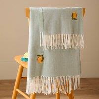 Furn Fruits Lightweight Embroidered Throw in Pale Blue | Size: 130 cm x 180 cm