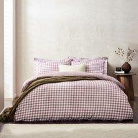 Yard Barton Gingham Check Reversible Duvet Cover Set in Purple | Size: Double