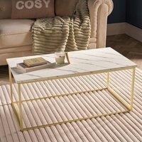 OHS Manhattan Coffee Table with Metal Frame Living Room Home Decor in Metallics