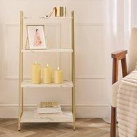 OHS Manhattan 4 Tier Shelving Unit Modern Wire Storage Organiser in Metallic Gold