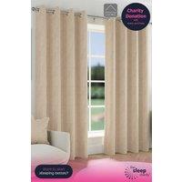 Enhanced Living 'Chester' Natural Herringbone Jacquard Eyelet Blackout Curtains Pair | Size: 229 cm width x 229 cm drop