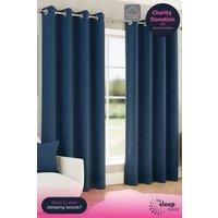 Enhanced Living 'Chester' Navy Herringbone Jacquard Eyelet Blackout Curtains Pair | Size: 229 cm width x 229 cm drop