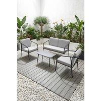 More4Homes Malibu Garden Sofa Set 4 Seater Corner Sofa with Glass Table & Cover in Grey