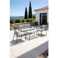 More4Homes Lagos Garden Sofa Set 4 Seater Outdoor Corner Sofa with Glass Table in Light Grey
