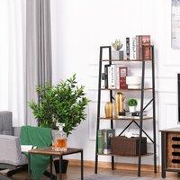 HOMCOM 4-Tier Minimalistic Ladder Shelf Unit Steel Frame Home Display Storage in Brown