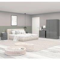 Seconique Denver 3 Door Wardrobe Bedroom Set in Grey