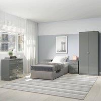 Seconique Denver 2 Door Wardrobe Bedroom Set in Grey