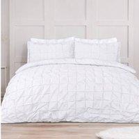 Smart Living Luxury Super Soft Stylish Rouched Pleat Duvet Cover with Pillowcases in White | Size: Super King
