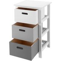 LIVIVO Nina 3 Drawer Storage Unit White Grey Bathroom Storage Cabinet Drawer Unit for Bedroom or Bathroom Use