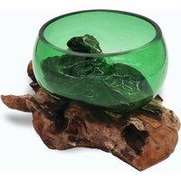 KDMD Beer Bottles - Wide Bowl on Wood in Green