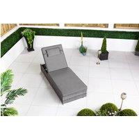 Thats Furniture Rattan Sun Lounger Sun bed 6 Recline Positions with Cover in Grey