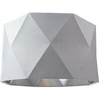 Happy Homewares Cotton Fabric Geometric Shade with Inner Brushed Metal Effect Lining in Grey | Size: 12 inches