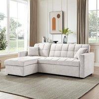 Home Detail Harry Pull-Out Sofa Bed With Chaise in Light Grey