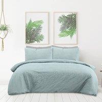 Smart Living Luxury Pure Cotton Plain Dye Duvet Cover With Pillowcase in Green | Size: King