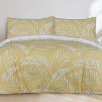 Smart Living Luxury Sketched Palm Leaf Reversible Duvet Cover With Pillowcases in Gold | Size: King