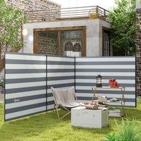 OUTSUNNY Camping Windbreak Portable Wind Blocker Privacy Wall in Grey