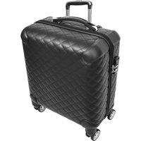 House of Leather Four Wheeled Pilot Case Quilted Lightweight Cabin Bag Nomad in Black