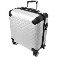 House of Leather Four Wheeled Pilot Case Quilted Lightweight Cabin Bag Nomad in White