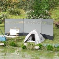 OUTSUNNY Camping Windbreaks with Clear Windows & Carry Bag in Grey