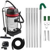 Monstershop 80L Wet & Dry Vacuum, Gutter Vacuum Poles, 5m Hose & Camera in Silver