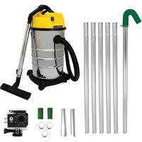 Monstershop 30L Wet & Dry Vacuum, Gutter Vacuum Poles & Camera in Silver