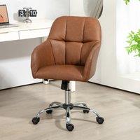 HOMCOM PU Leather Desk Chair for Home Study Bedroom, Swivel Office Chair in Brown