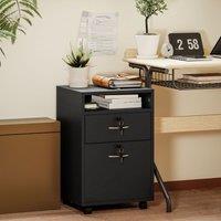 HOMCOM 60cm Filing Cabinet with Drawers & Open Shelf, Black