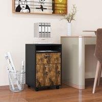 HOMCOM 60cm Filing Cabinet with Drawers & Open Shelf, Rustic Brown