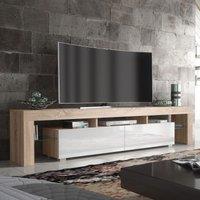 Creative Furniture TV Unit 200cm Modern - Oak with High Gloss White Doors in Light Oak