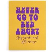 Artery8 Never Go To Bed Angry Stay Awake Plot Revenge Canvas Wall Art Print in Yellow | Size: W18 x H24