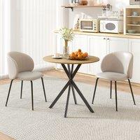 HOMCOM 80cm Round Dining Table, Industrial Kitchen Table with Steel Legs in Light Oak