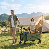 OUTSUNNY 81L Festival Trolley on Wheels, Garden Folding Trolley Cart in Green