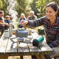 OUTSUNNY Camping Stove with Safety Shut-Off, Piezo Ignition Gas Stove Green