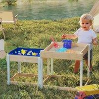 AIYAPLAY 2 PCS Wooden Sandpits, Sand & Water Play Tables with Bottom Liner in Natural