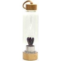 KDMD Crystal Infused Amethyst Angel Glass Water Bottle - Relaxing & Stylish in Purple