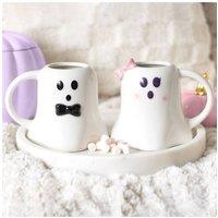 KDMD Mr & Mrs Boo Ghost Mug Set - Halloween & Autumn Gift (440ml) in White