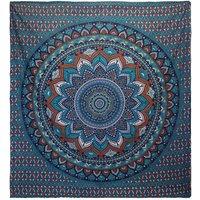 KDMD Double Cotton Bedspread & Wall Hanging - Turquoise Mandala Art