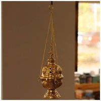 KDMD Hanging Brass Incense Burner-Made in India, Sacred Aromatherapy Decor in Gold