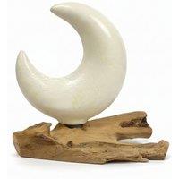 KDMD DriftGlow Crackle Half Moon Lamp - Grey, Natural Driftwood Decor in White