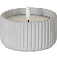 KDMD Luxe Collection Natural Glow Chalk Ribbed Small LED Candle in White
